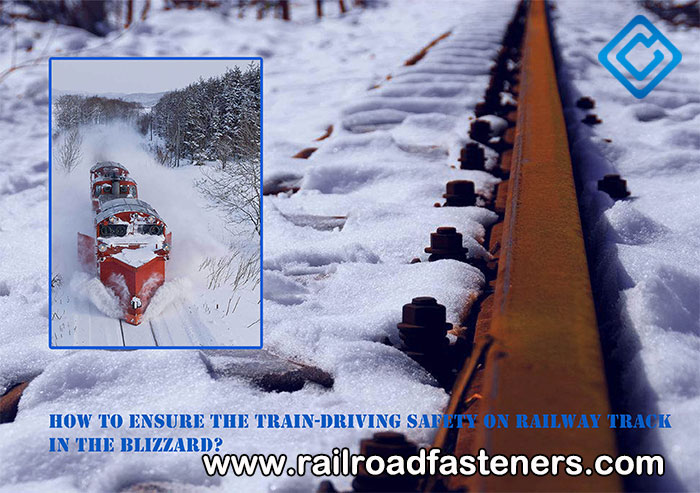 Train driving in blizzard